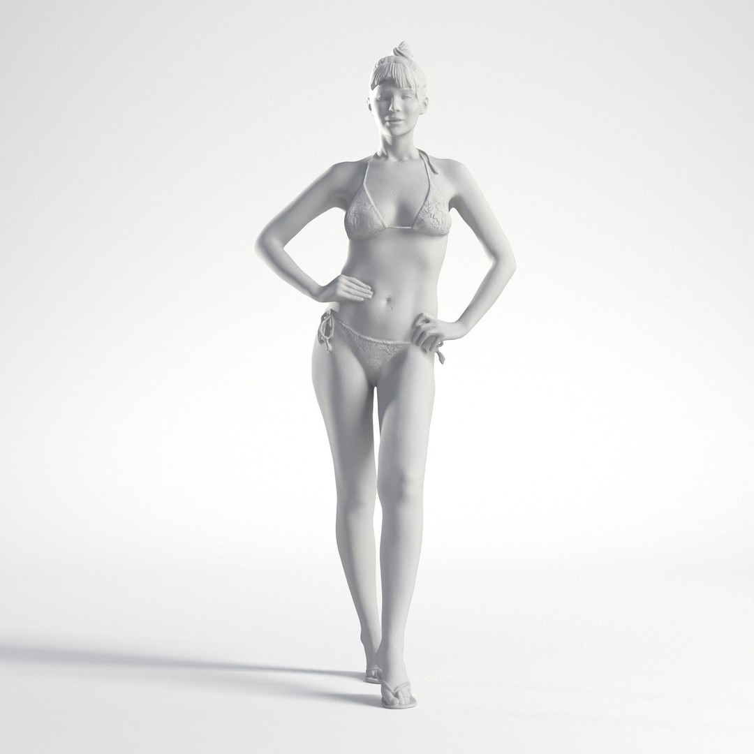 Woman Standing 3D Model – Low Poly Character with PBR Textures - View 10