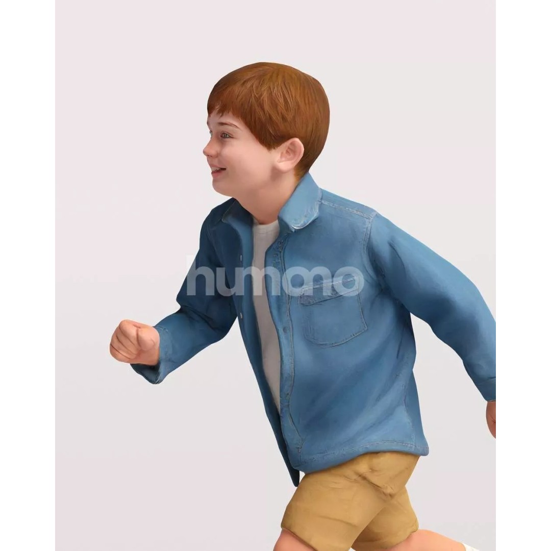 Humano Running Kid Boy 3D Model – PBR Textured Character, FBX, Blender - View 11