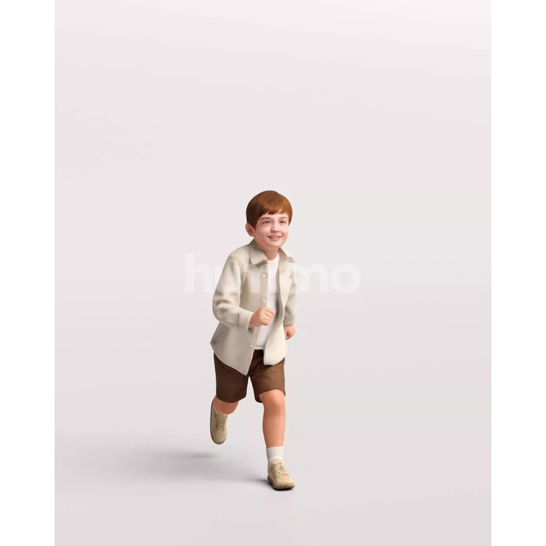 Humano Running Kid Boy 3D Model – PBR Textured Character, FBX, Blender - View 12