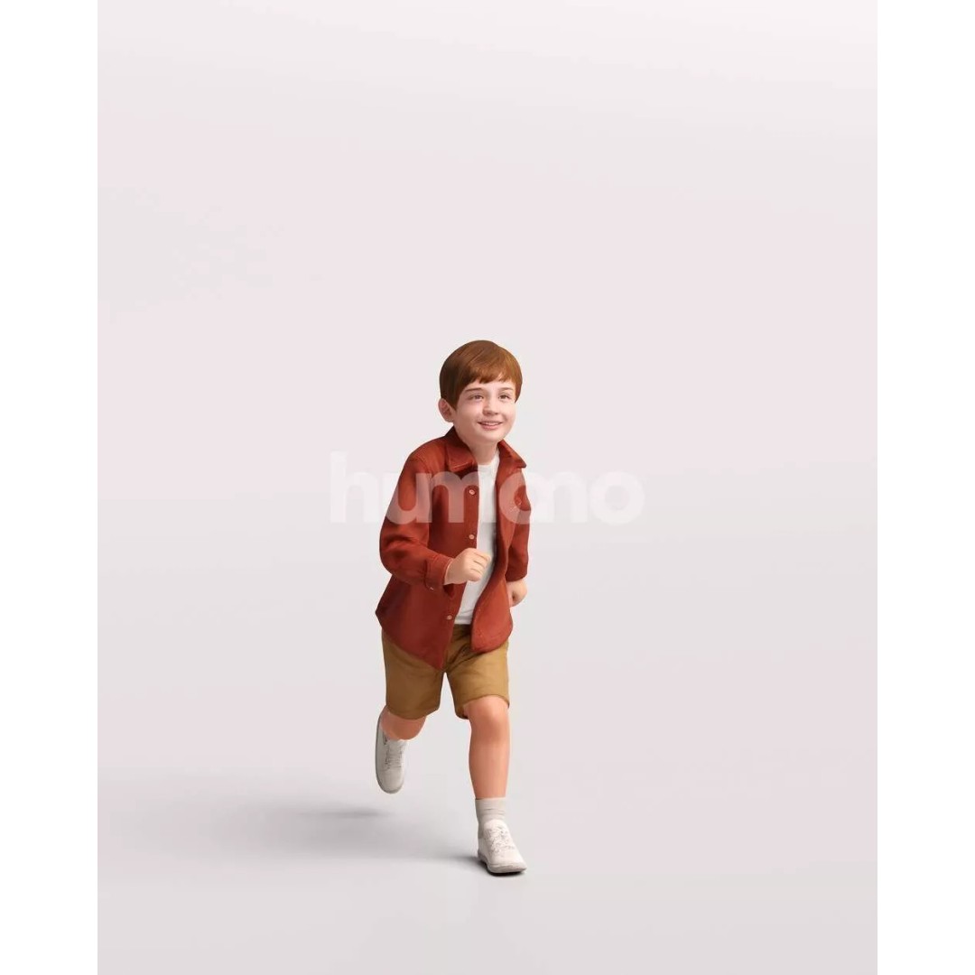 Humano Running Kid Boy 3D Model – PBR Textured Character, FBX, Blender - View 13