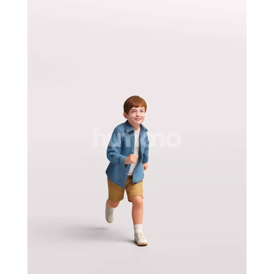 Humano Running Kid Boy 3D Model – PBR Textured Character, FBX, Blender - View 4