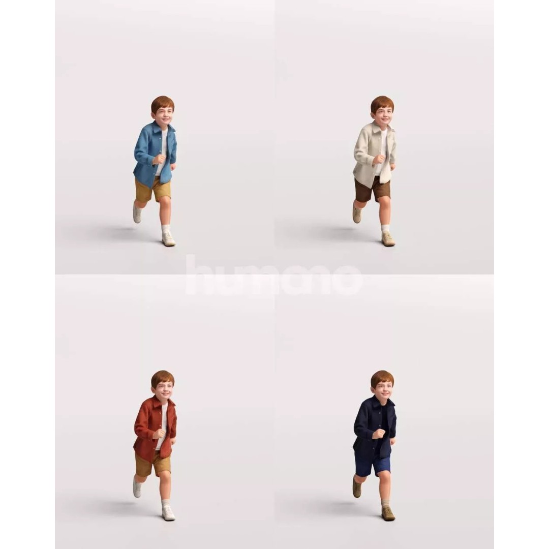 Humano Running Kid Boy 3D Model – PBR Textured Character, FBX, Blender - View 5
