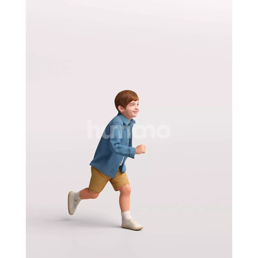 Humano Running Kid Boy 3D Model – PBR Textured Character, FBX, Blender - View 6