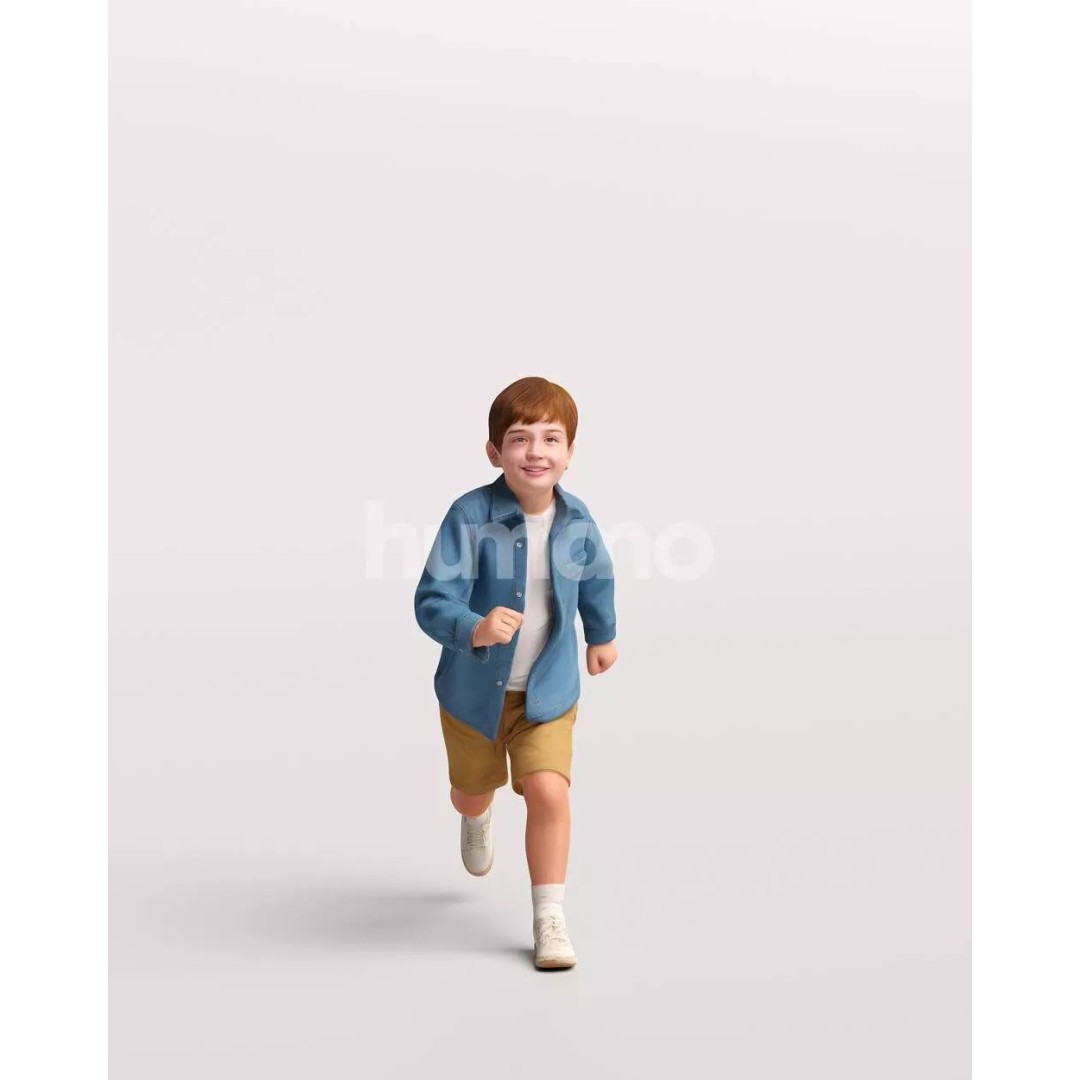 Humano Running Kid Boy 3D Model – PBR Textured Character, FBX, Blender - View 7