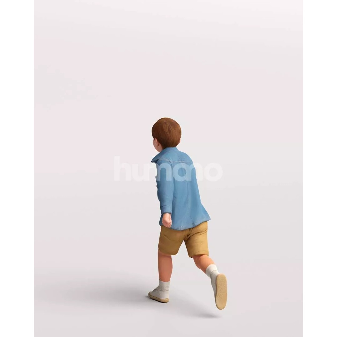 Humano Running Kid Boy 3D Model – PBR Textured Character, FBX, Blender - View 8