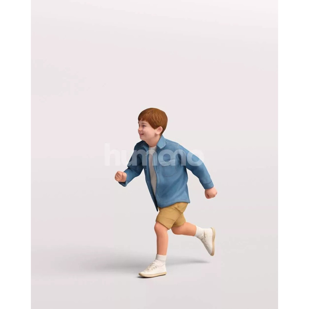 Humano Running Kid Boy 3D Model – PBR Textured Character, FBX, Blender - View 9