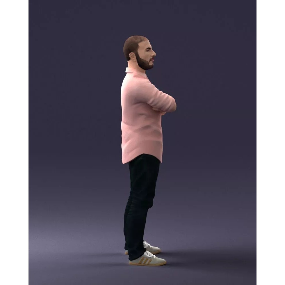 Realistic Male Character 3D Model – Casual Pink Shirt, FBX - View 12