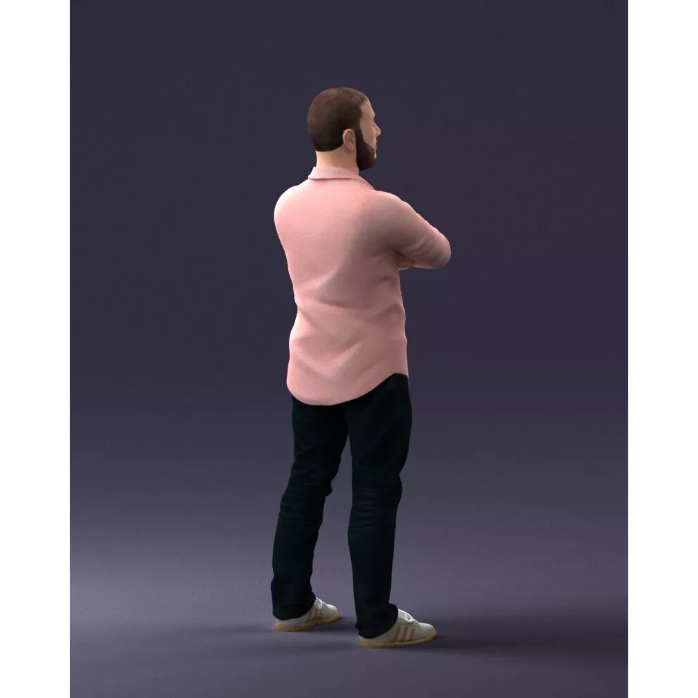 Realistic Male Character 3D Model – Casual Pink Shirt, FBX - View 15