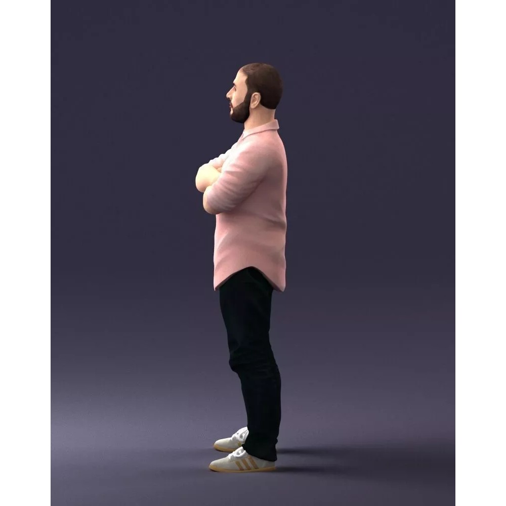 Realistic Male Character 3D Model – Casual Pink Shirt, FBX - View 24