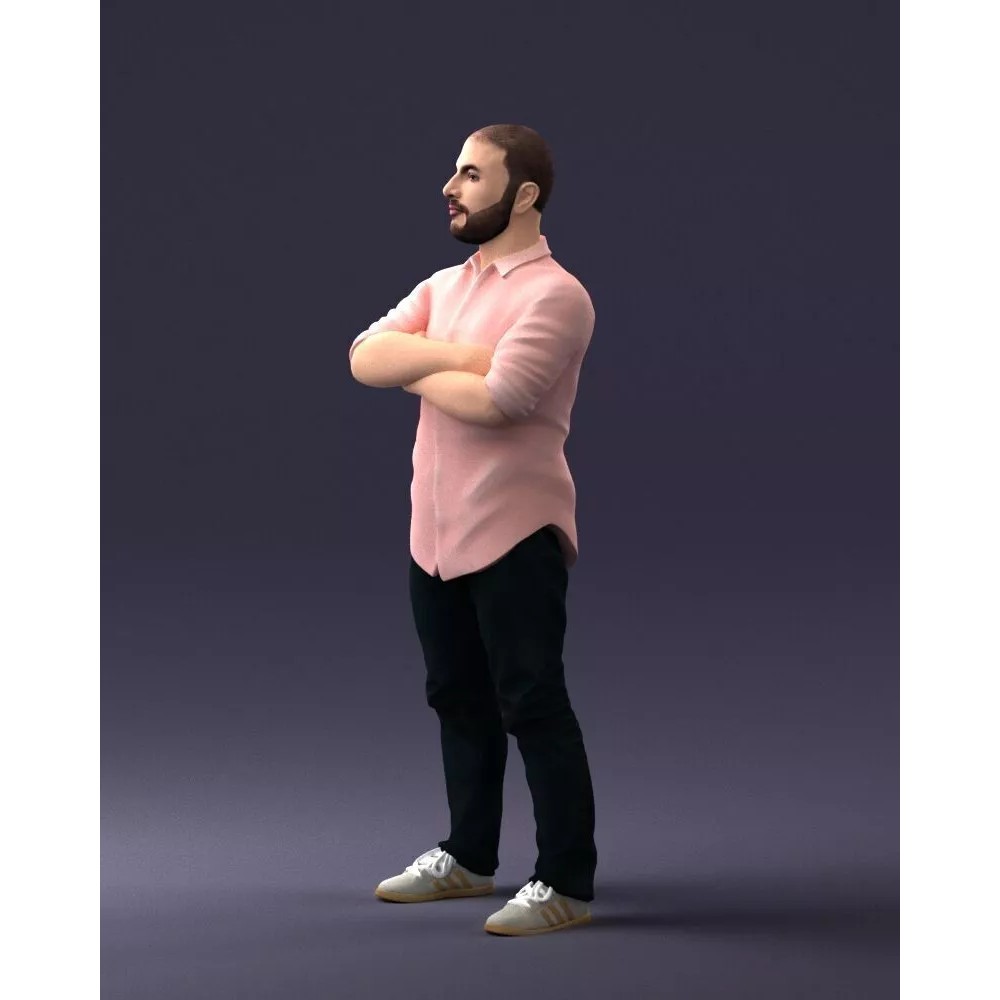 Realistic Male Character 3D Model – Casual Pink Shirt, FBX - View 27