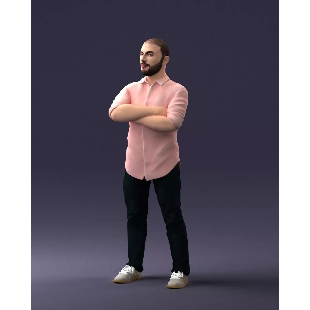 Realistic Male Character 3D Model – Casual Pink Shirt, FBX - View 30