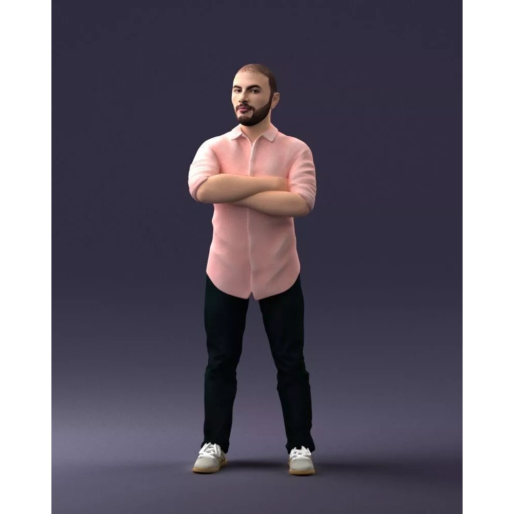 Realistic Male Character 3D Model – Casual Pink Shirt, FBX - View 33