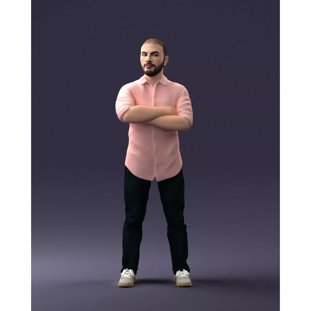 Realistic Male Character 3D Model – Casual Pink Shirt, FBX - View 36