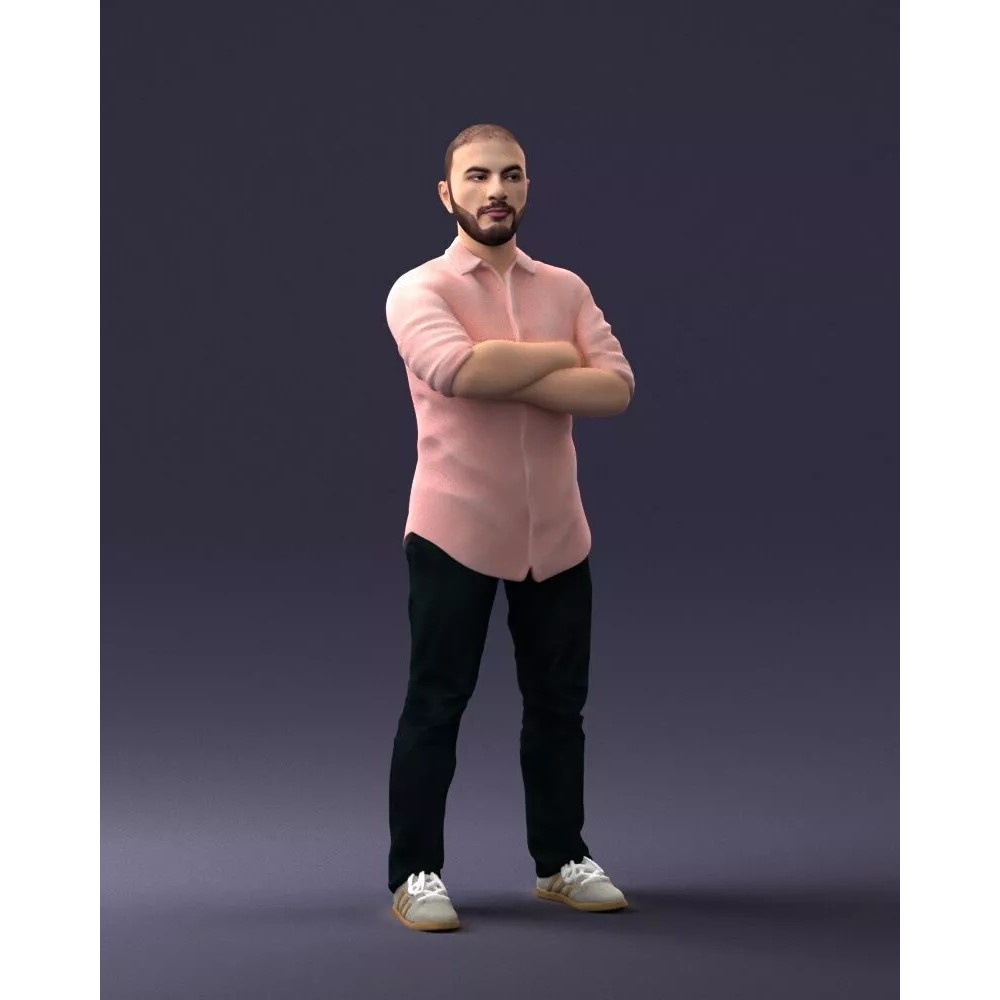 Realistic Male Character 3D Model – Casual Pink Shirt, FBX - View 6