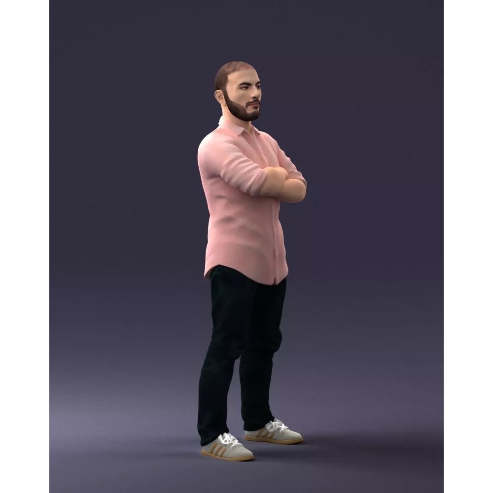 Realistic Male Character 3D Model – Casual Pink Shirt, FBX - View 9