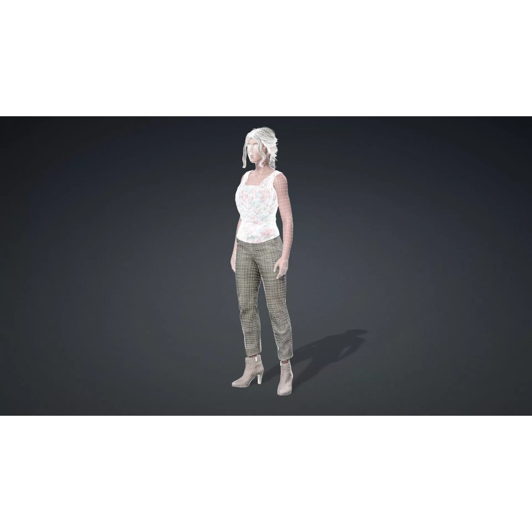 Elegant Female Character 3D Model – Rigged Game Asset, FBX