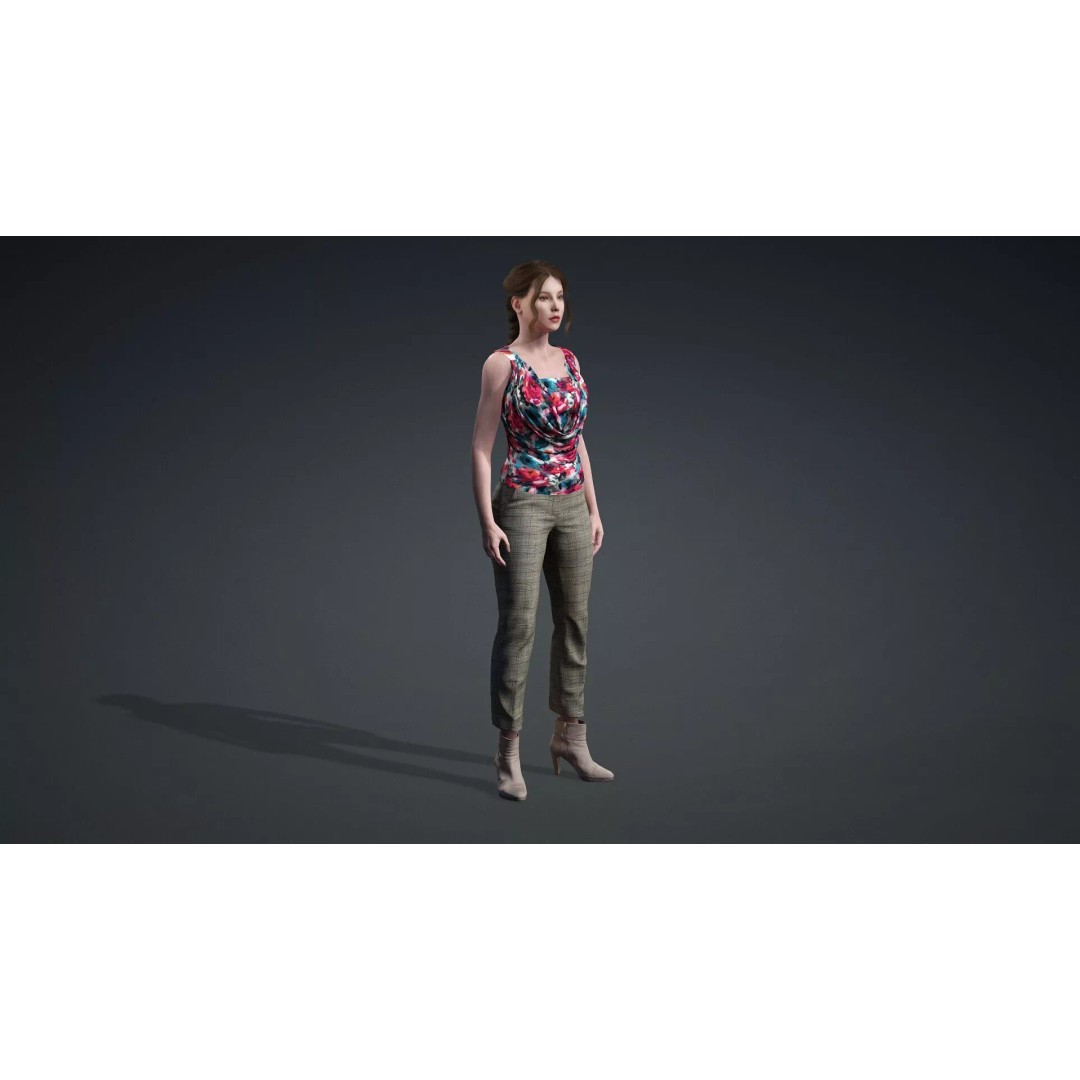 Elegant Female Character 3D Model – Rigged Game Asset, FBX - View 11