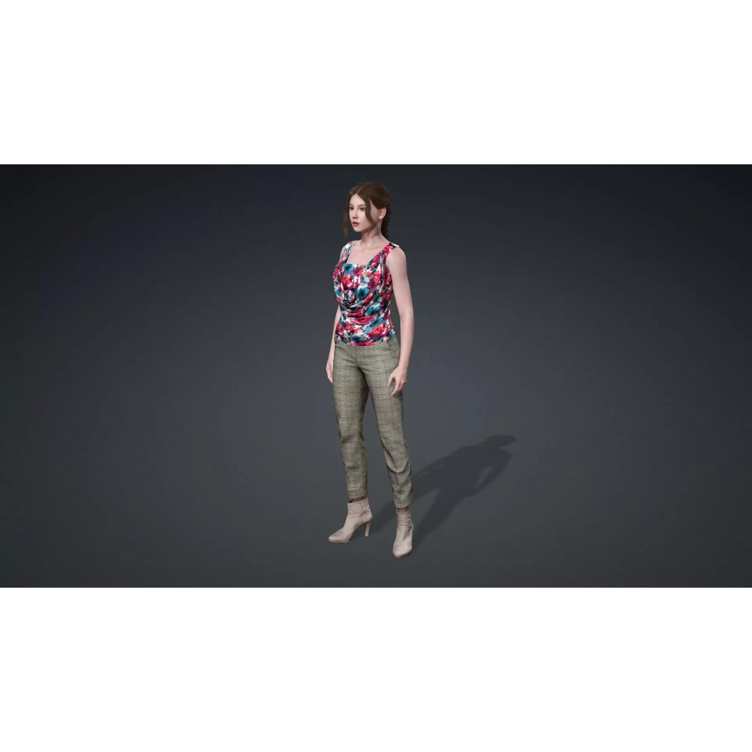 Elegant Female Character 3D Model – Rigged Game Asset, FBX - View 12