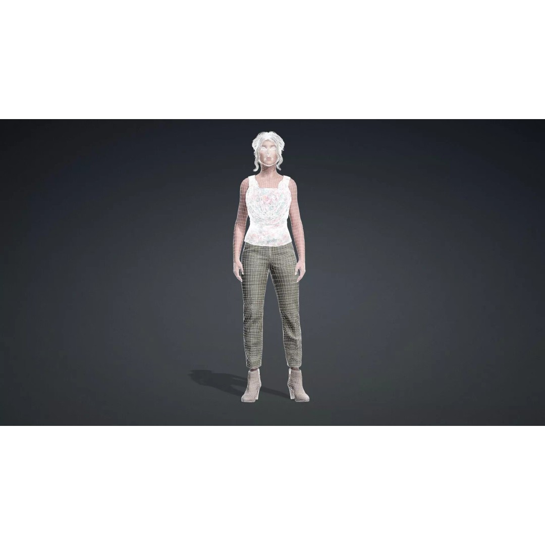 Elegant Female Character 3D Model – Rigged Game Asset, FBX - View 13