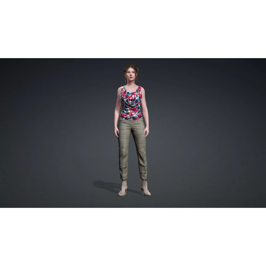 Elegant Female Character 3D Model – Rigged Game Asset, FBX - View 3