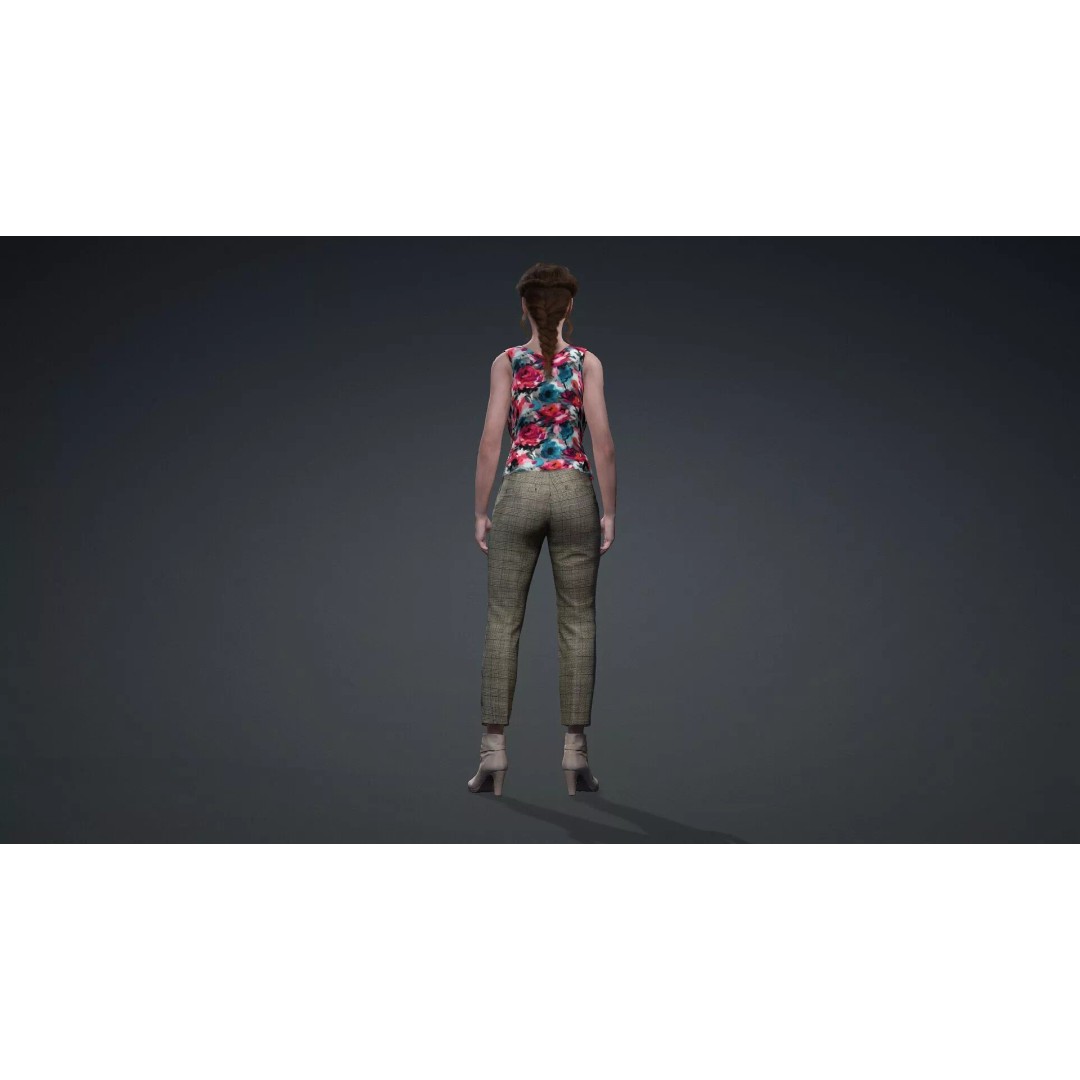 Elegant Female Character 3D Model – Rigged Game Asset, FBX - View 6