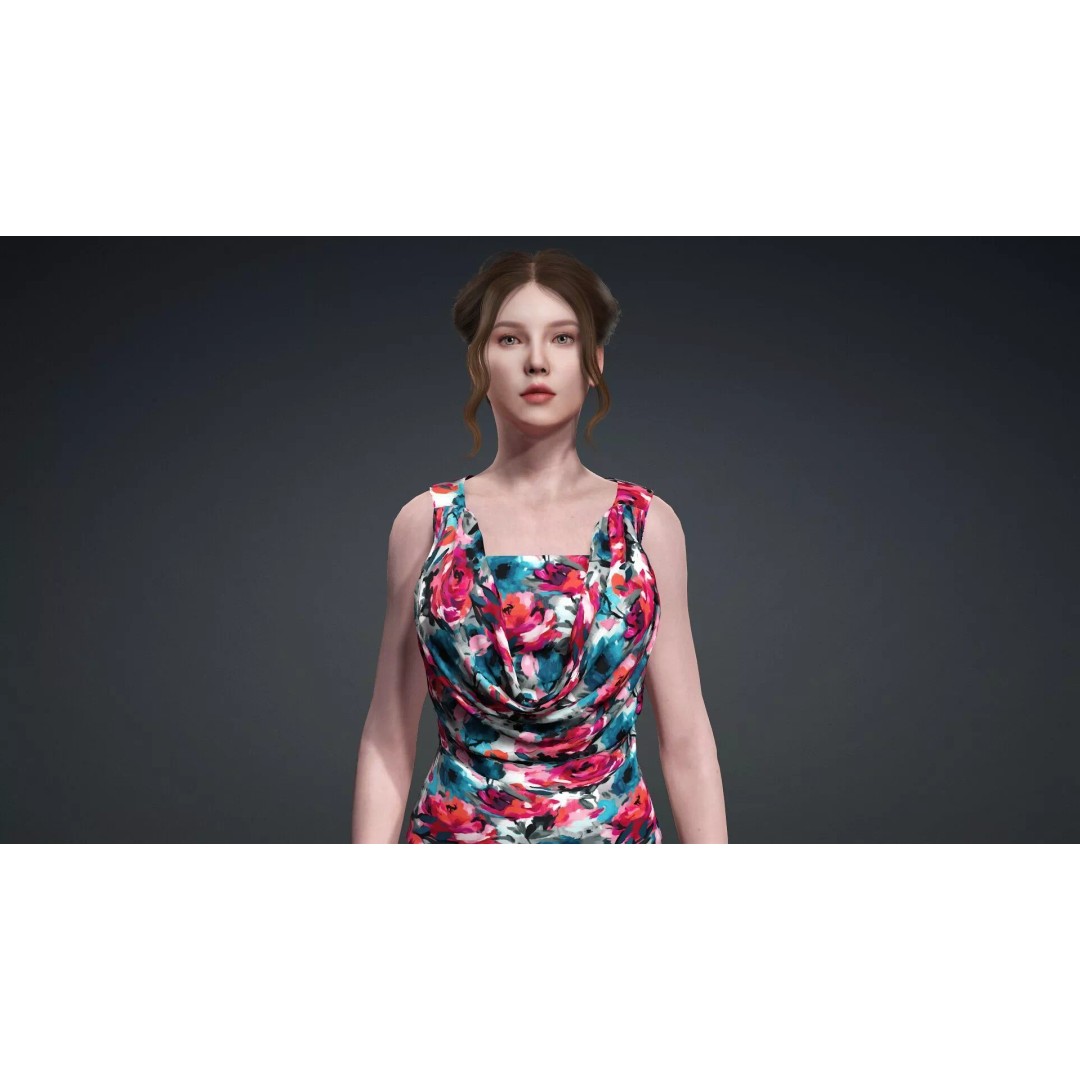 Elegant Female Character 3D Model – Rigged Game Asset, FBX - View 8