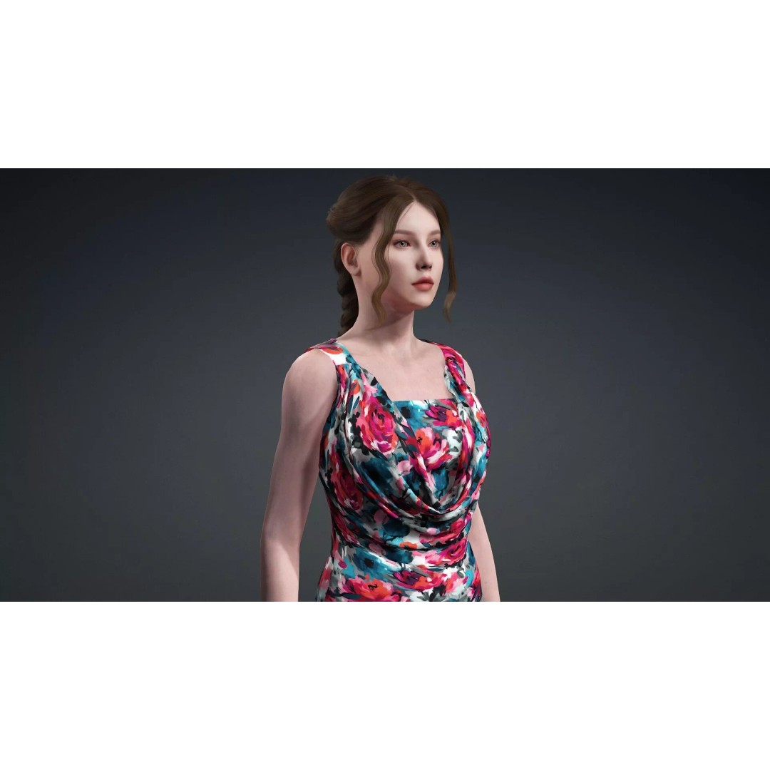 Elegant Female Character 3D Model – Rigged Game Asset, FBX - View 9