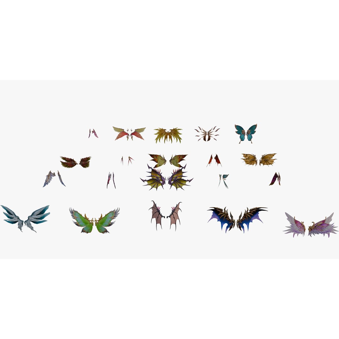 Rigged Wing 3D Model – Low Poly Fantasy Asset, FBX, Blender - View 10