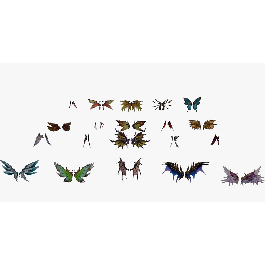 Rigged Wing 3D Model – Low Poly Fantasy Asset, FBX, Blender - View 11