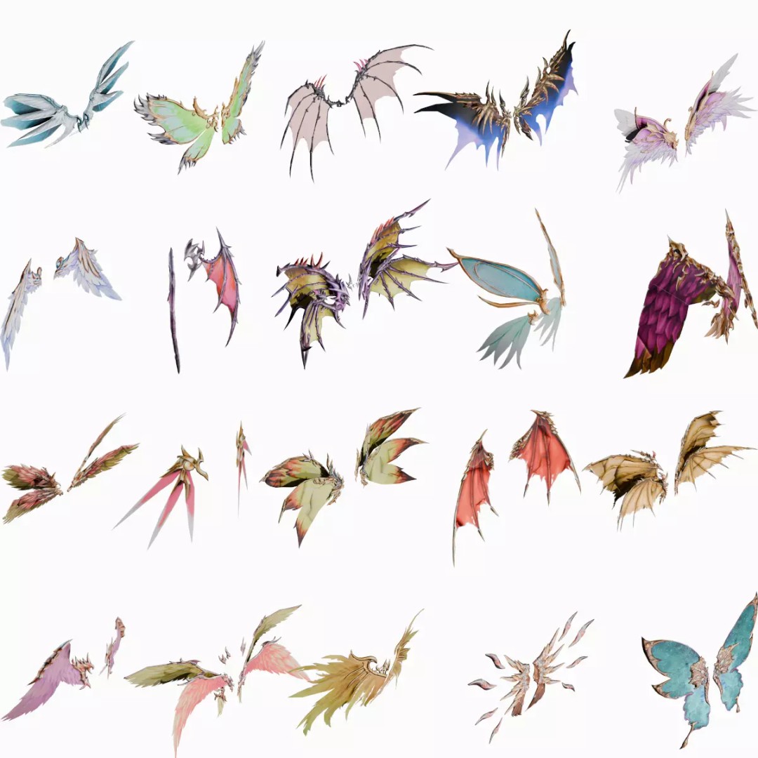 Rigged Wing 3D Model – Low Poly Fantasy Asset, FBX, Blender - View 2