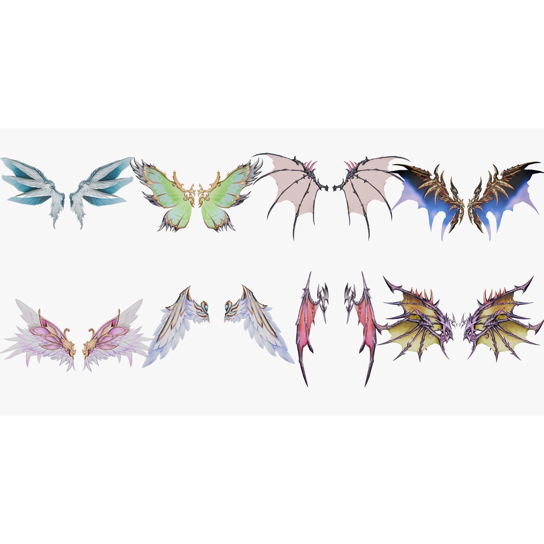 Rigged Wing 3D Model – Low Poly Fantasy Asset, FBX, Blender - View 4