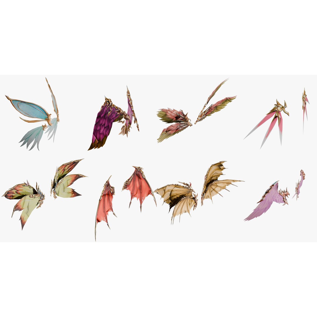 Rigged Wing 3D Model – Low Poly Fantasy Asset, FBX, Blender - View 6
