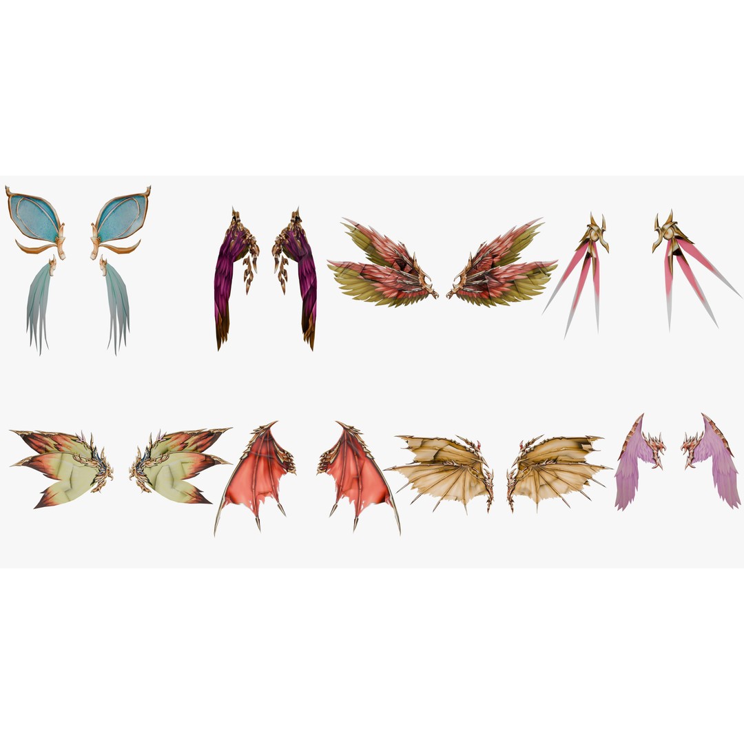 Rigged Wing 3D Model – Low Poly Fantasy Asset, FBX, Blender - View 7