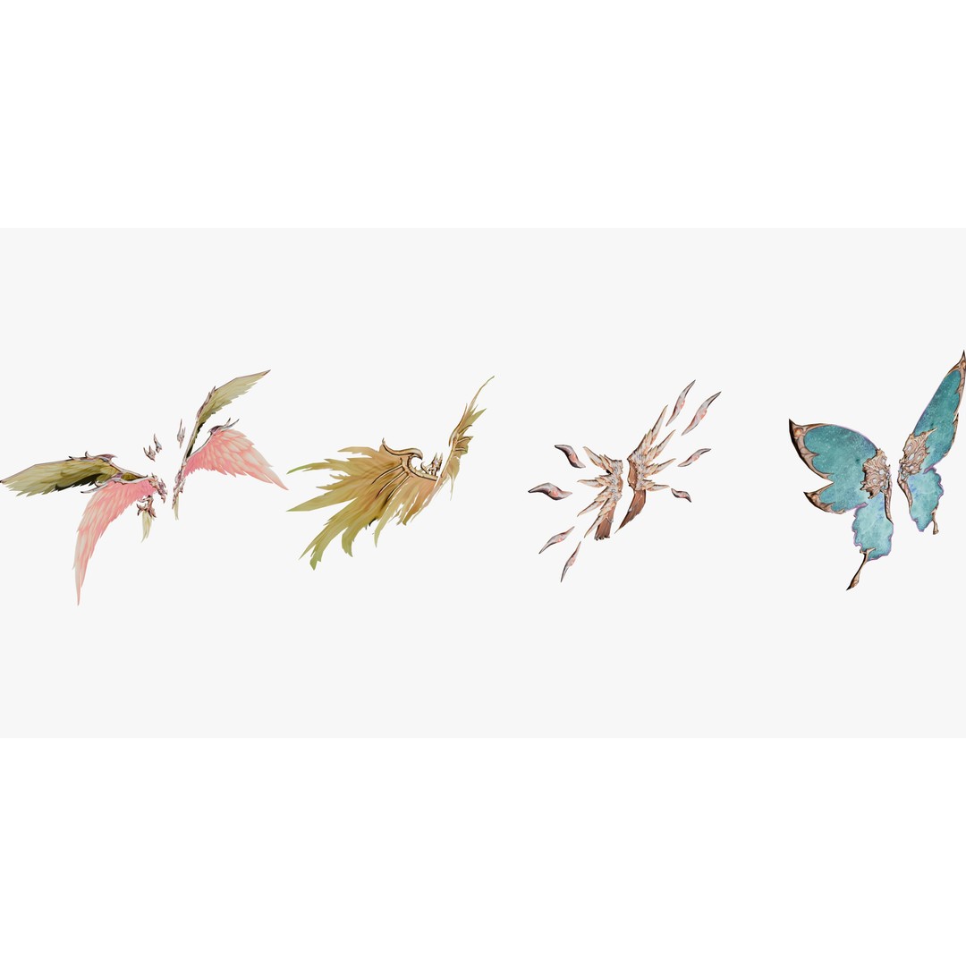 Rigged Wing 3D Model – Low Poly Fantasy Asset, FBX, Blender - View 8