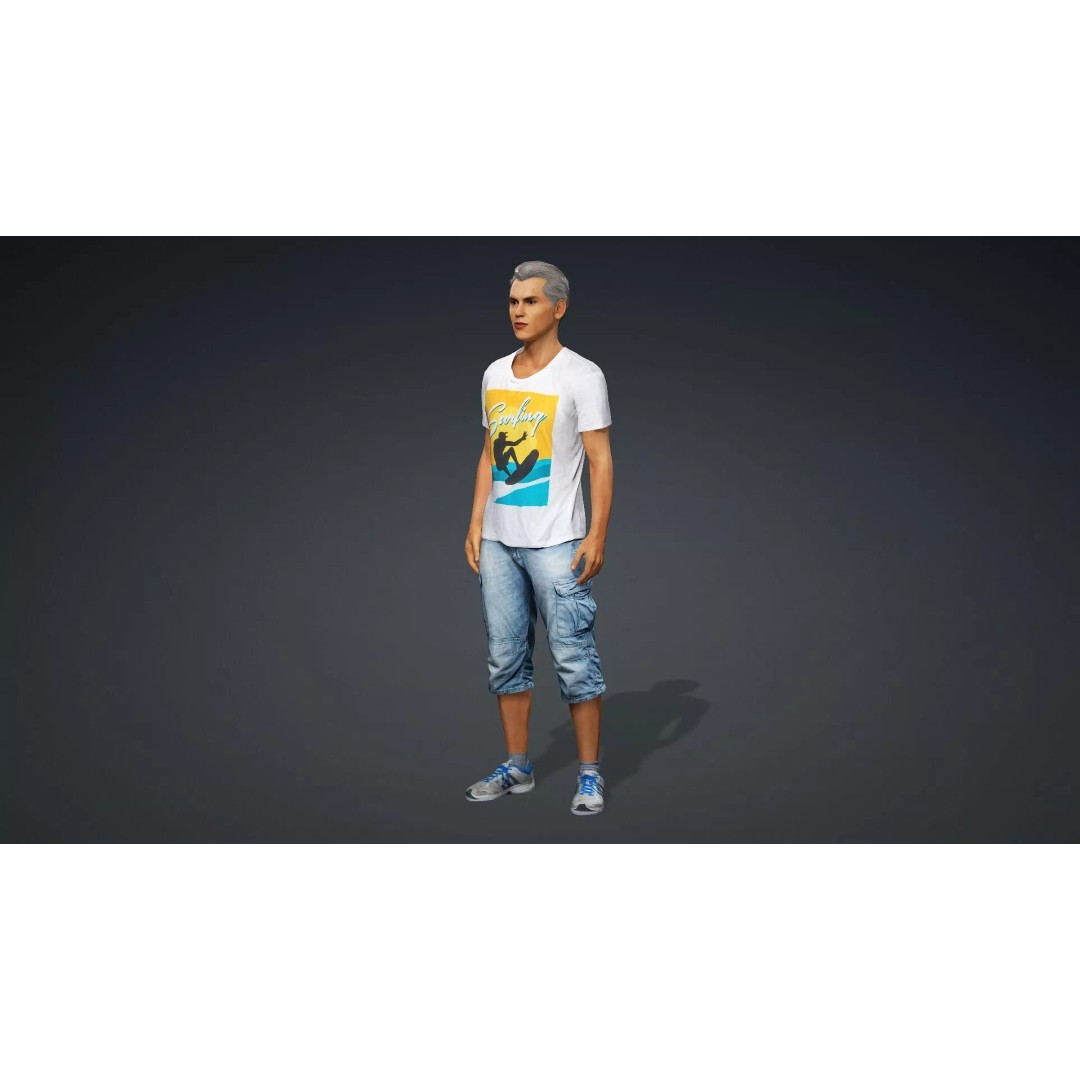 Realistic Old Man 3D Model – Rigged Character for Animation, FBX - View 12
