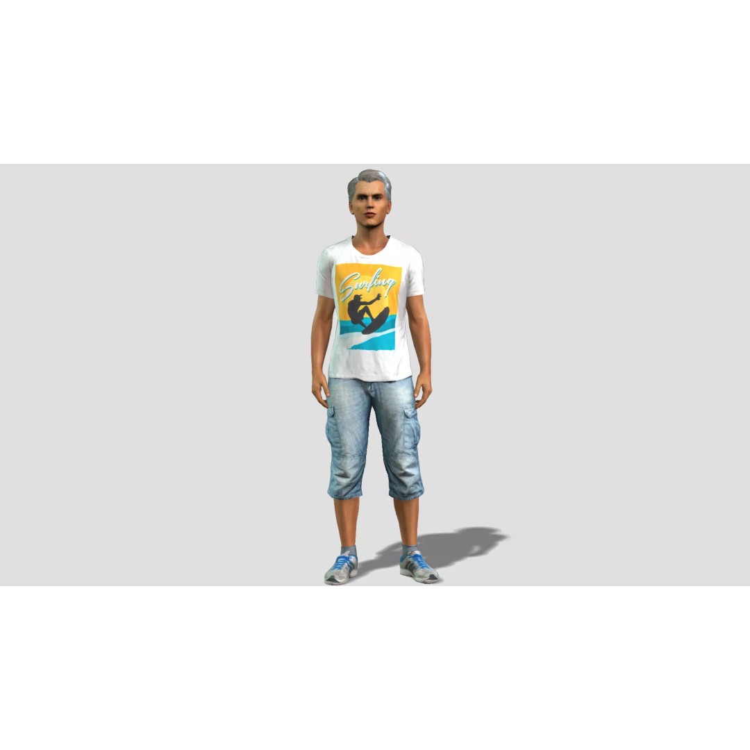 Realistic Old Man 3D Model – Rigged Character for Animation, FBX - View 2