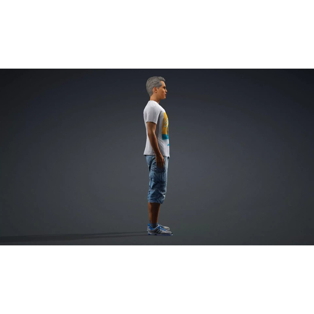 Realistic Old Man 3D Model – Rigged Character for Animation, FBX - View 4