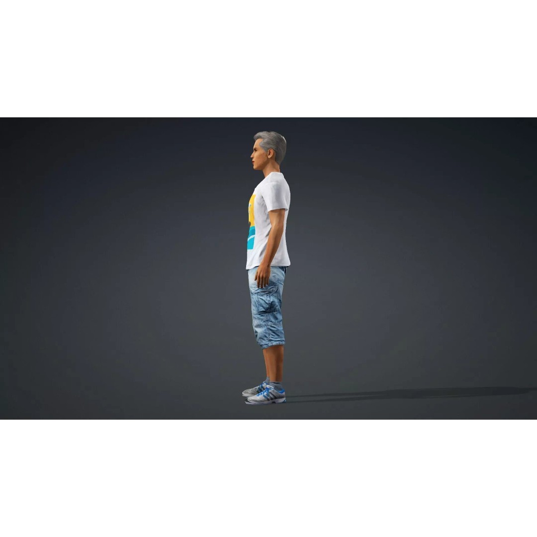 Realistic Old Man 3D Model – Rigged Character for Animation, FBX - View 5