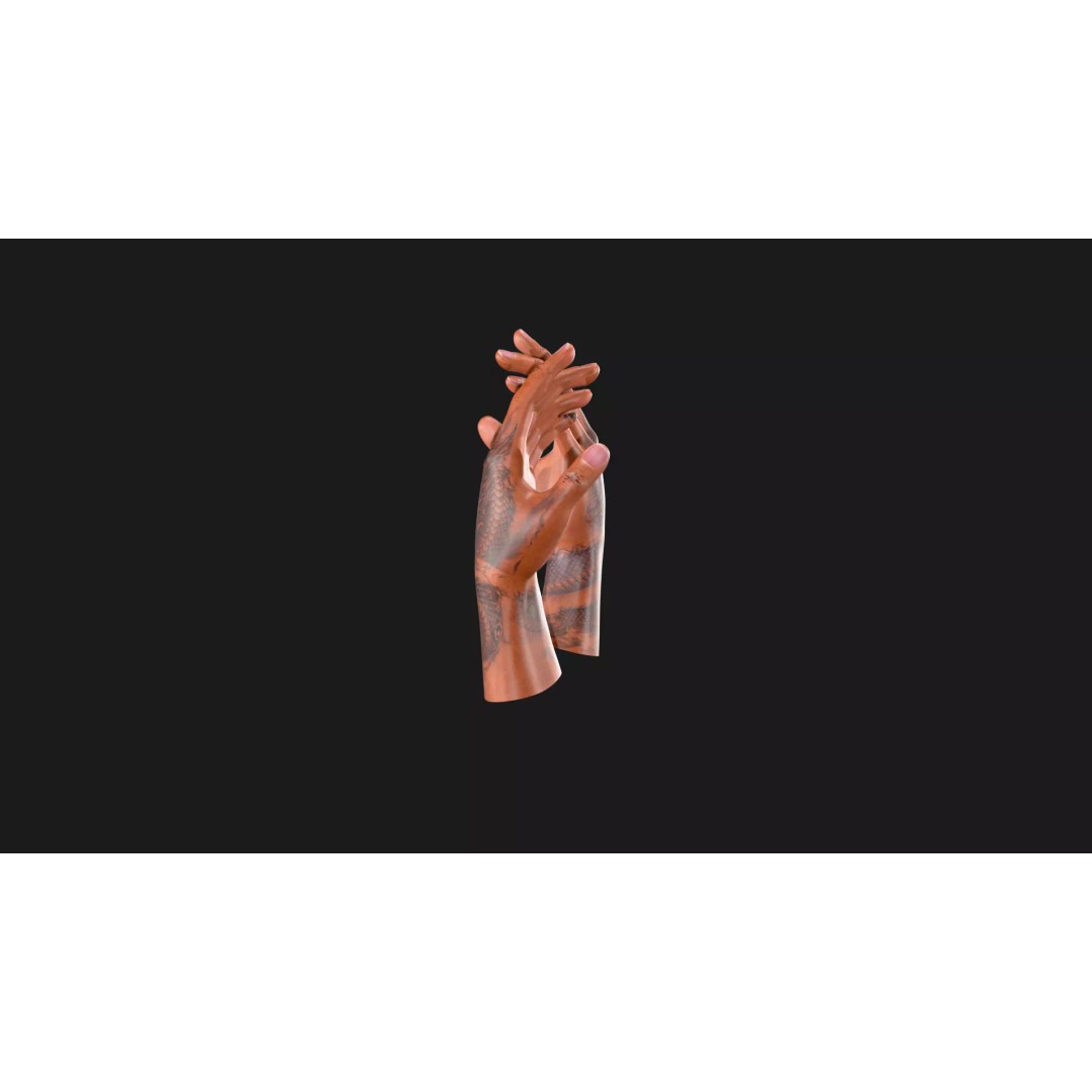 Realistic Dragon Tattoo Hands 3D Model – Detailed Male Hand Asset, FBX & Blender - View 12
