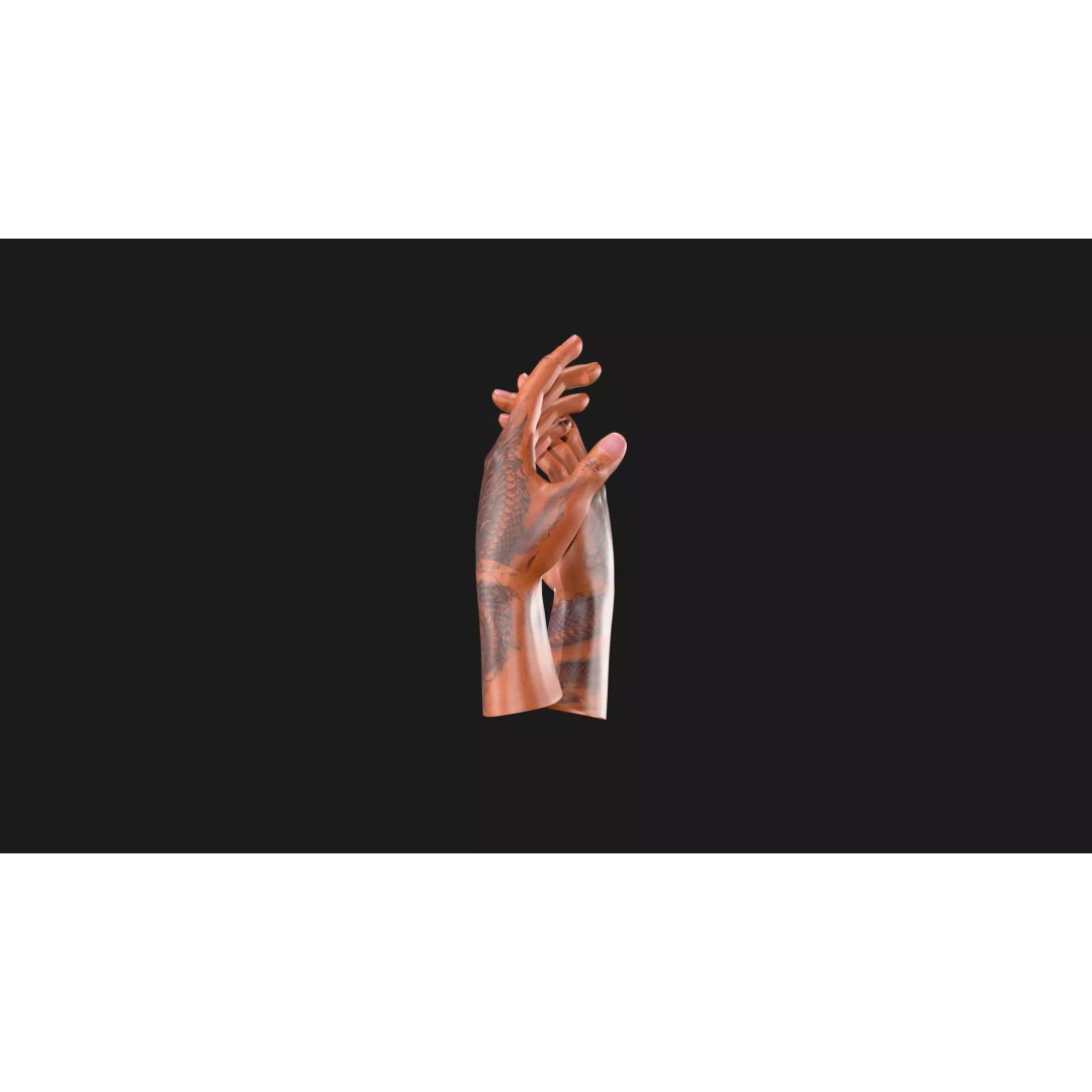 Realistic Dragon Tattoo Hands 3D Model – Detailed Male Hand Asset, FBX & Blender - View 13