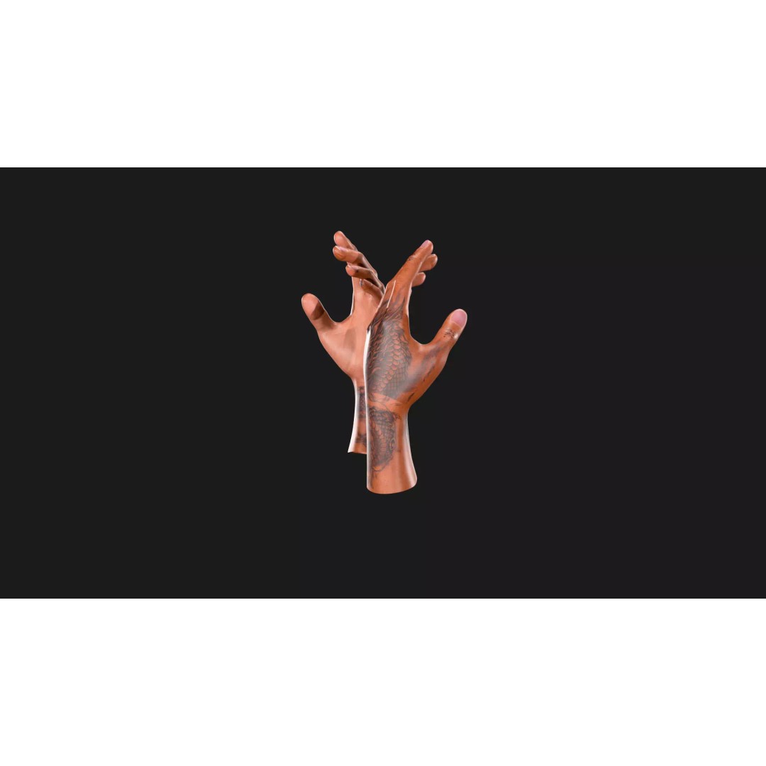 Realistic Dragon Tattoo Hands 3D Model – Detailed Male Hand Asset, FBX & Blender - View 16