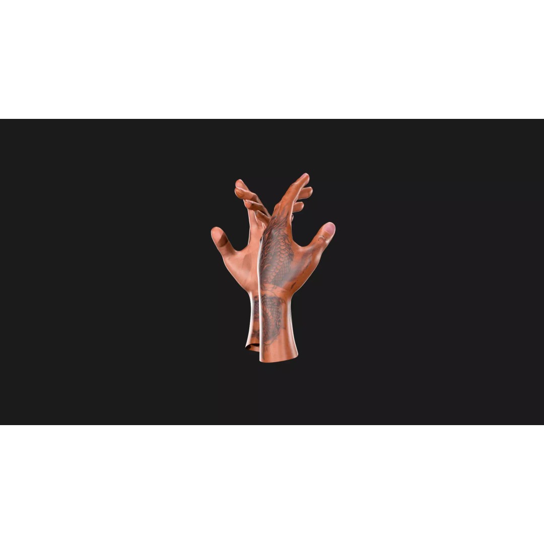 Realistic Dragon Tattoo Hands 3D Model – Detailed Male Hand Asset, FBX & Blender - View 28
