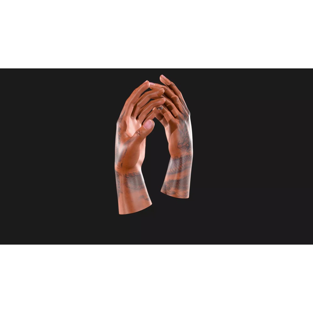 Realistic Dragon Tattoo Hands 3D Model – Detailed Male Hand Asset, FBX & Blender - View 41