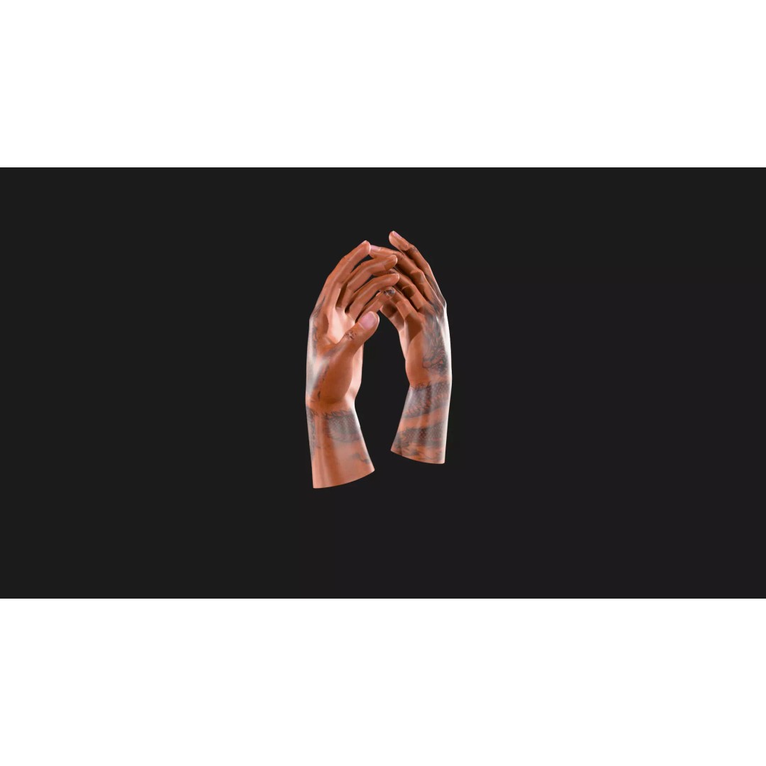Realistic Dragon Tattoo Hands 3D Model – Detailed Male Hand Asset, FBX & Blender - View 6