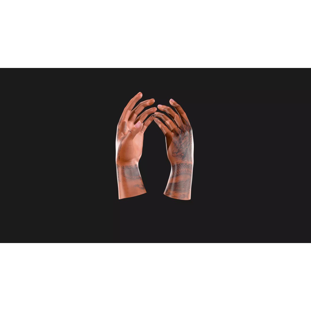 Realistic Dragon Tattoo Hands 3D Model – Detailed Male Hand Asset, FBX & Blender - View 77