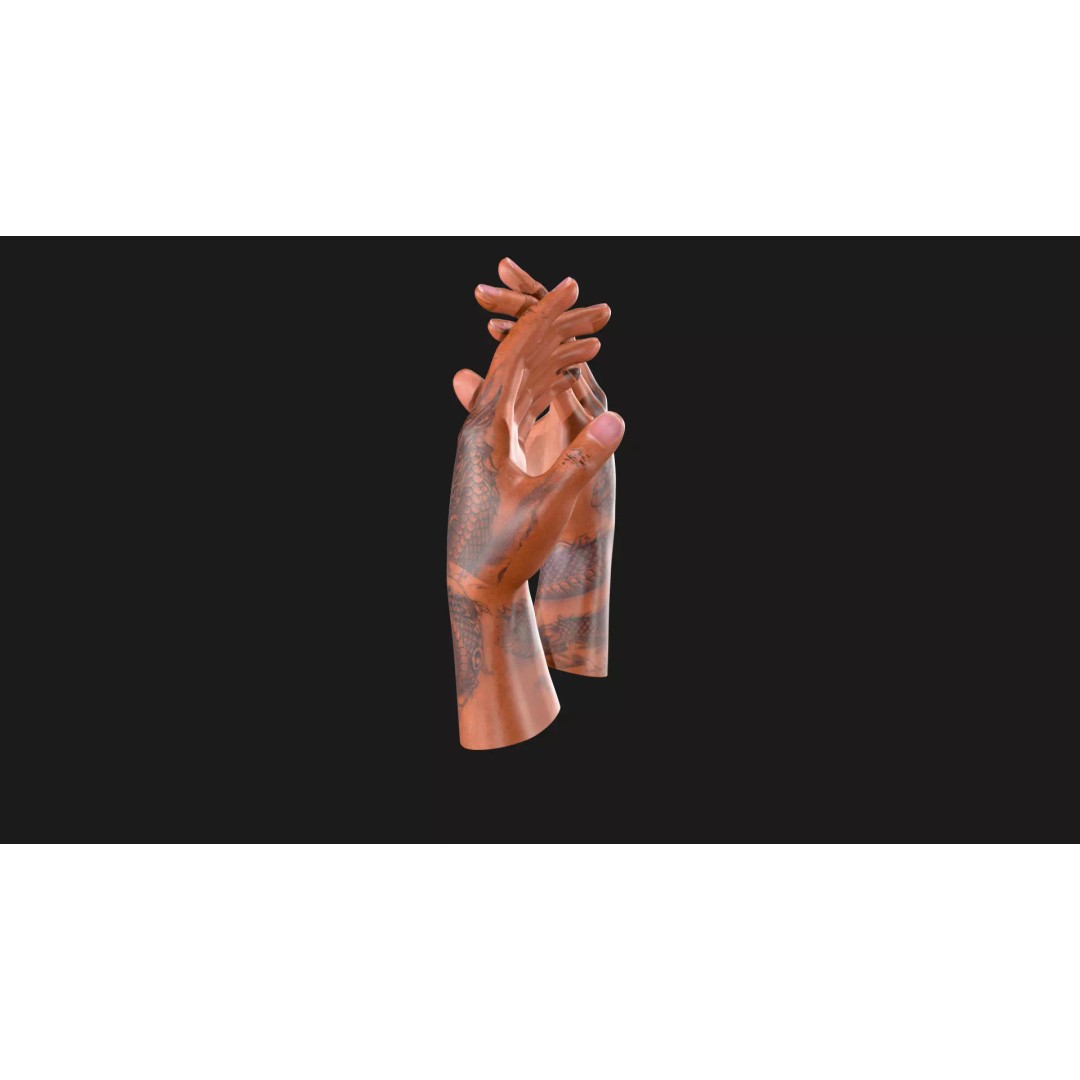 Realistic Dragon Tattoo Hands 3D Model – Detailed Male Hand Asset, FBX & Blender - View 88