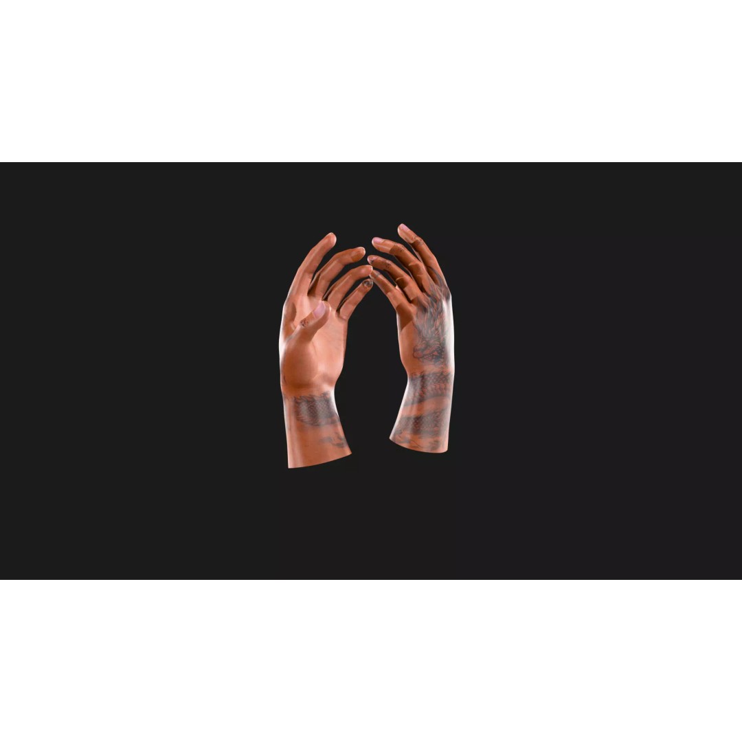 Realistic Dragon Tattoo Hands 3D Model – Detailed Male Hand Asset, FBX & Blender - View 9