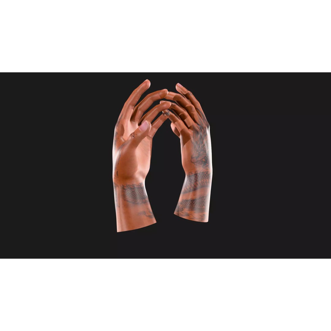 Realistic Dragon Tattoo Hands 3D Model – Detailed Male Hand Asset, FBX & Blender - View 91
