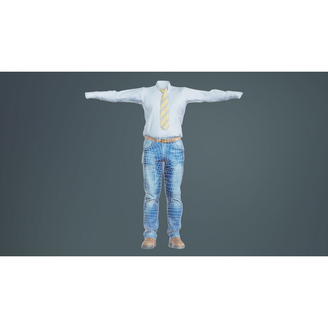 Business Costume 5 3D Model – Low Poly Character with PBR Textures, FBX - View 11
