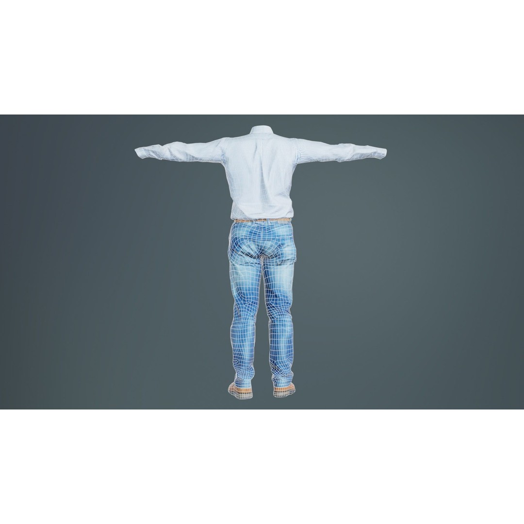 Business Costume 5 3D Model – Low Poly Character with PBR Textures, FBX - View 12